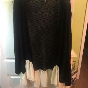 Black Umgee Cardigan with Lace at bottom